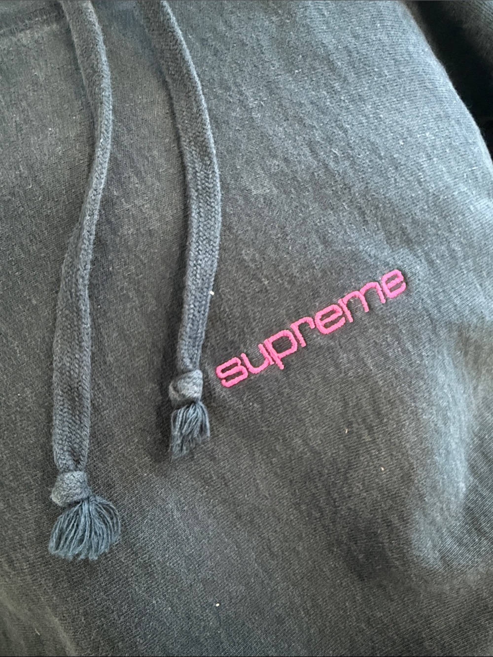 Black Supreme Hoodie with Pink Font - Picture 5 of 5